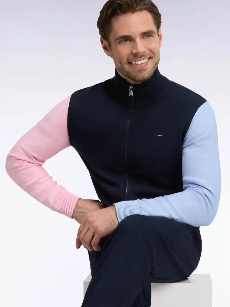 Gilet zippé Eden Park marine en coton