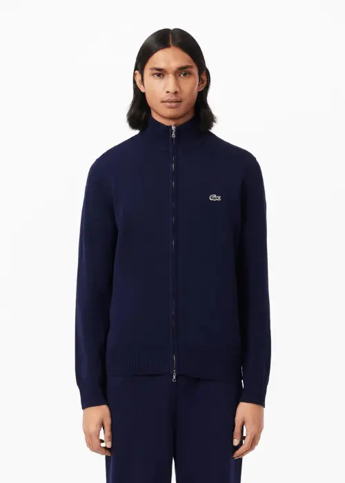 Gilet zippé Lacoste marine en coton