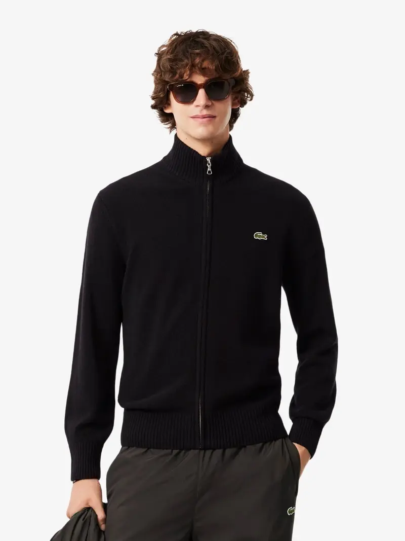 Gilet zippé Lacoste noir en laine