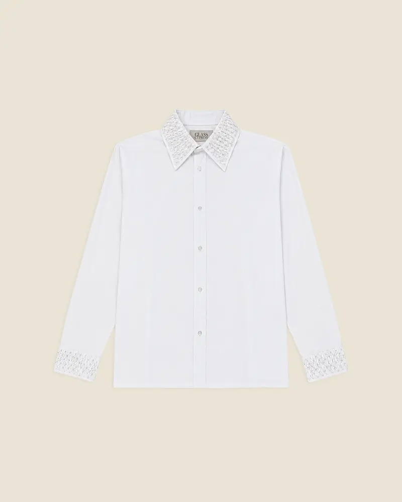 Glass Cypress gathered collar shirt in white