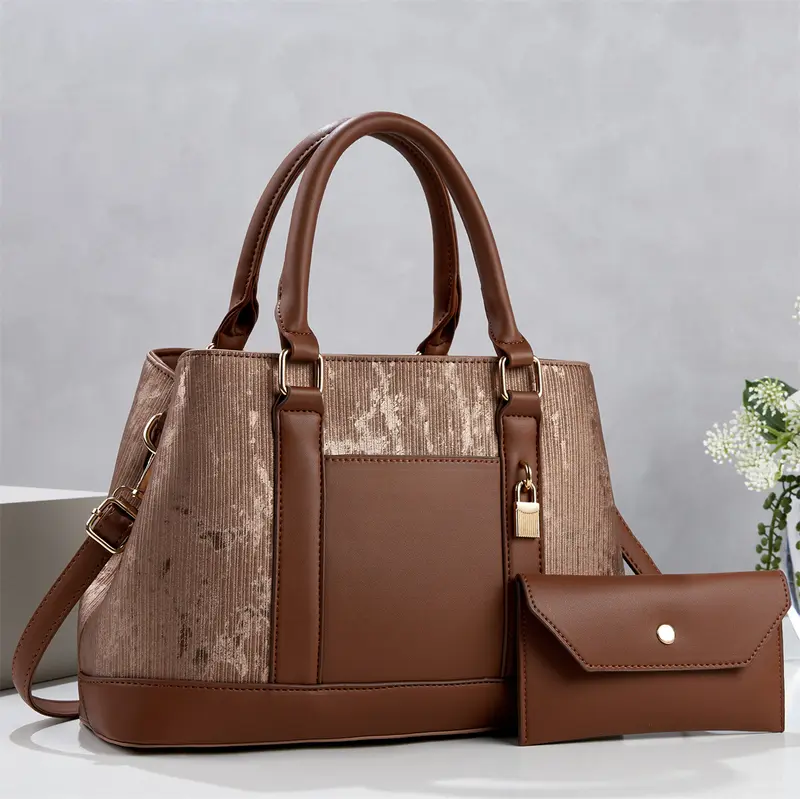 Grand sac cabas à épaule et sac bandoulière en PU