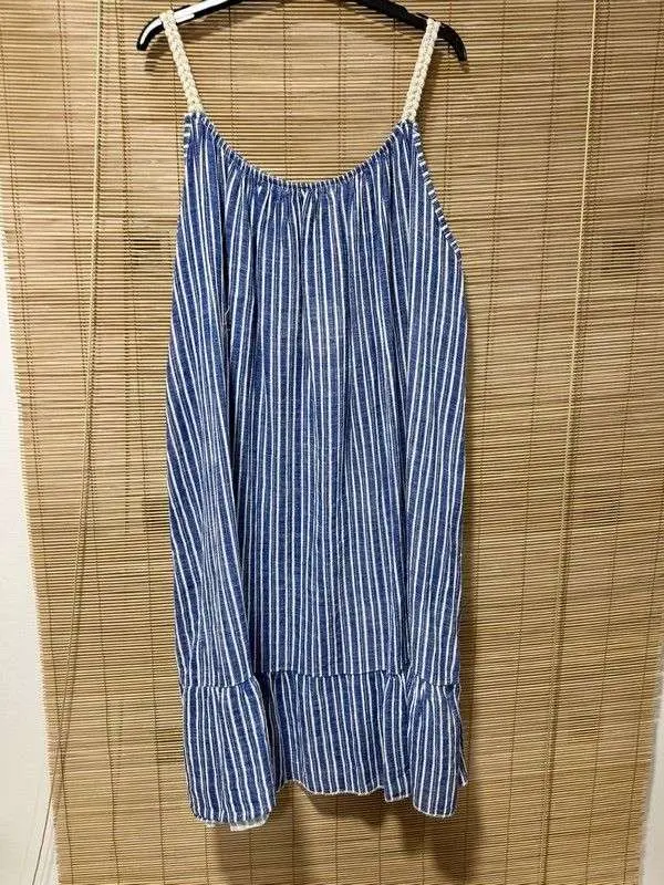 GRANDE TAILLE - Robe à bretelles rayée bleu marine