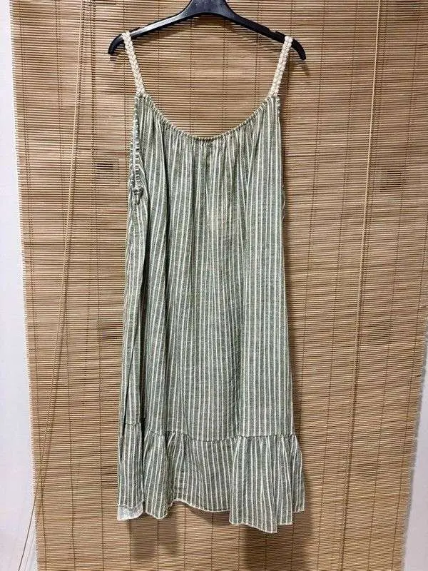 GRANDE TAILLE - Robe à bretelles rayée kaki