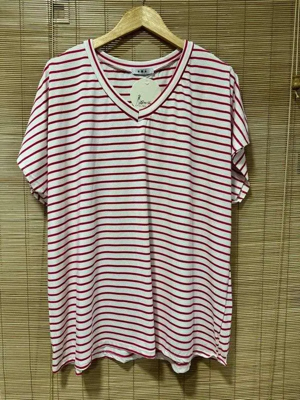 GRANDE TAILLE - T-shirt Marinière rose