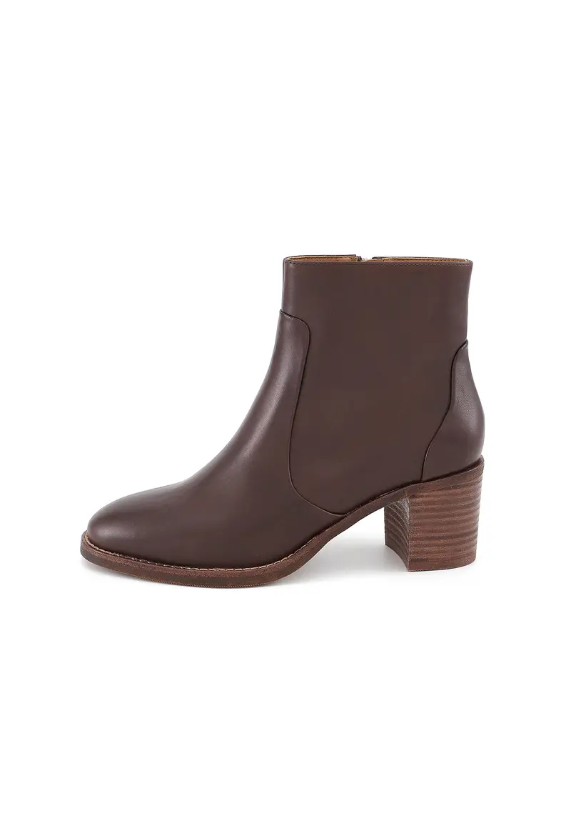 GRAY - Bottines à talons en Cuir Marron
