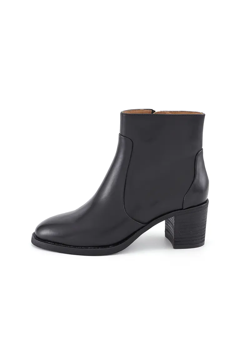 GRAY - Bottines à talons en Cuir Noir