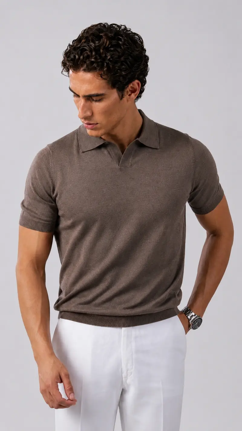 Gray Merino polo shirt