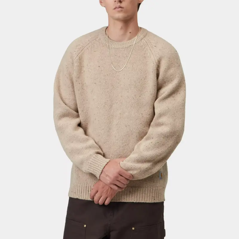 Gros pull en laine & coton Carhartt WIP beige fleur de sel