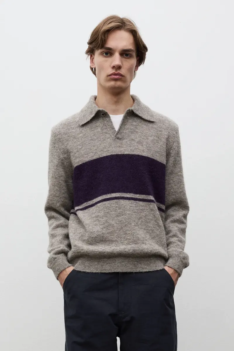 Gudme Baby Alpaca Stripe Polo - Walnut