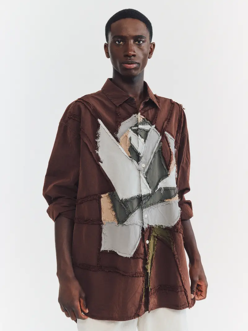HAMNET FLOWER SHIRT - PAPER COT - BROWN