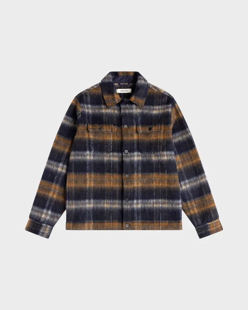 Haston Jacket in Navy Check Brushed Wool