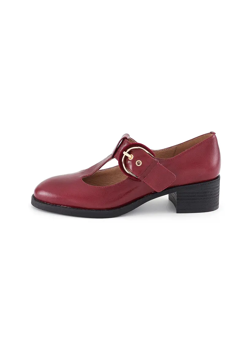 HENRY - Ballerines Salomés en Cuir Bordeaux