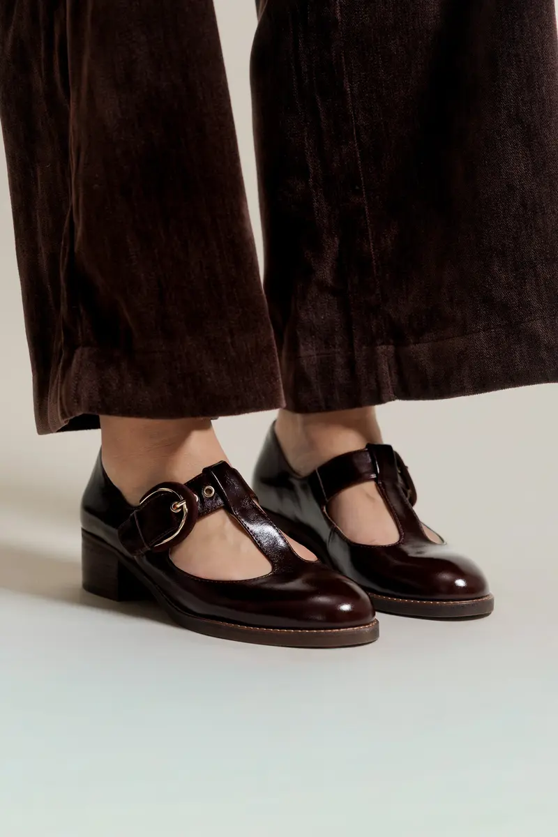 HENRY - Ballerines Salomés en Cuir Marron