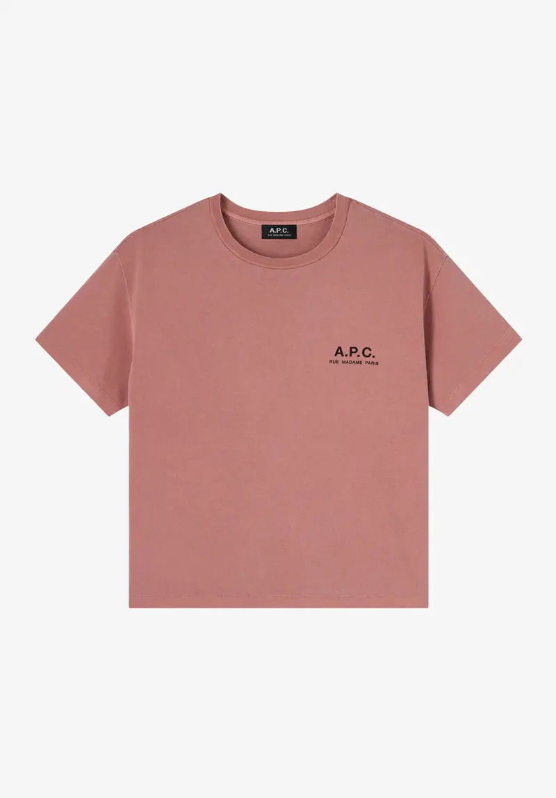 Himbeerrosafarbenes T-Shirt mit A.P.C. Rue Madame-Logo