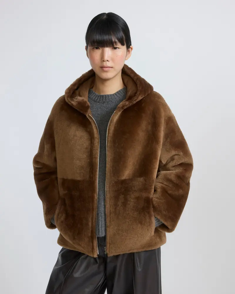 Hooded Merino lambskin shearling jacket