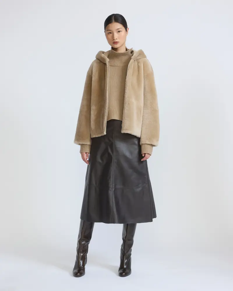 Hooded Merino lambskin shearling jacket