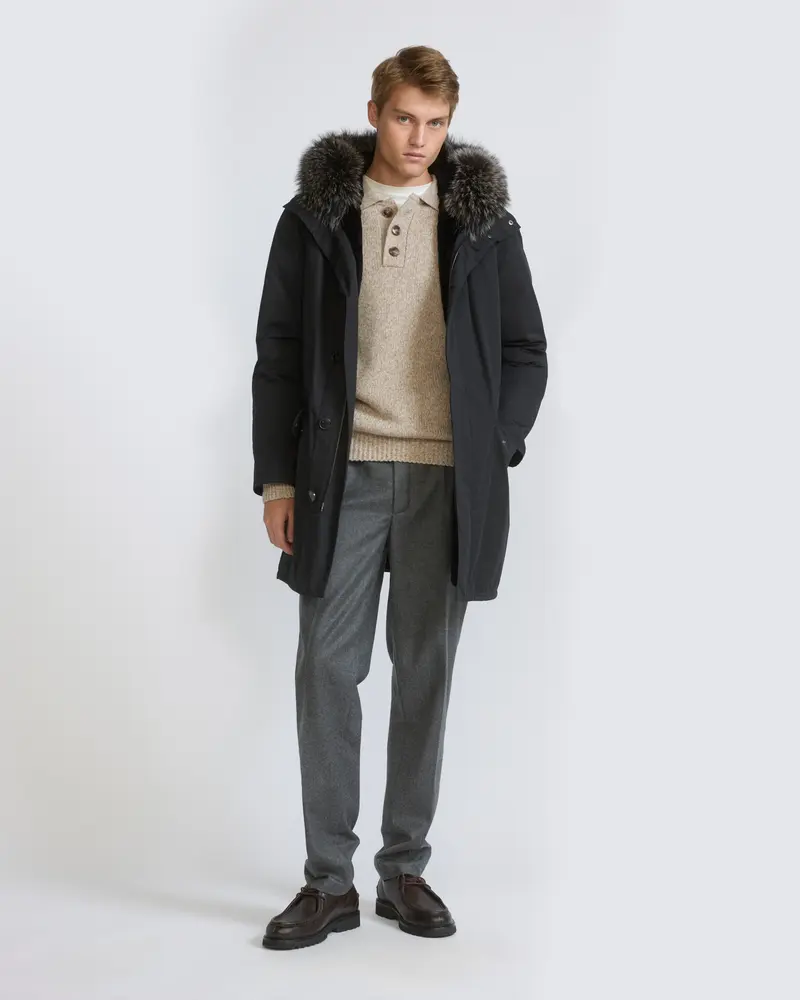 Iconic parka in technical cotton with fox and rabbit fur