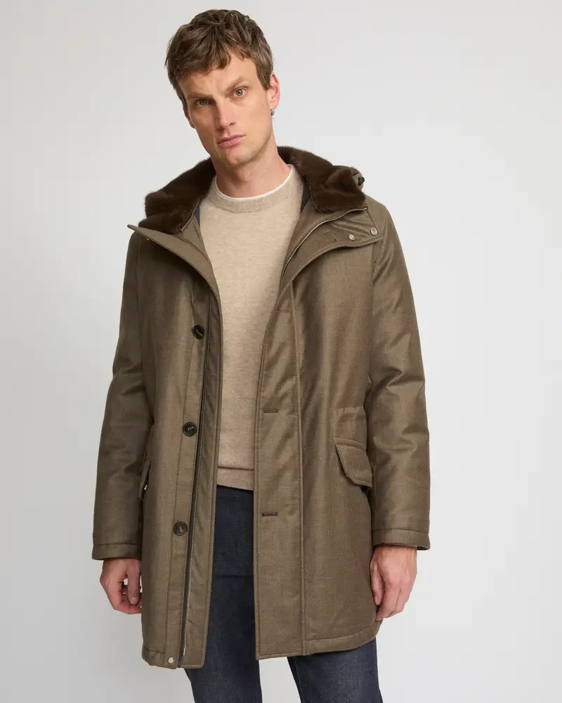 Iconic parka in waterproof fabric and mink fur