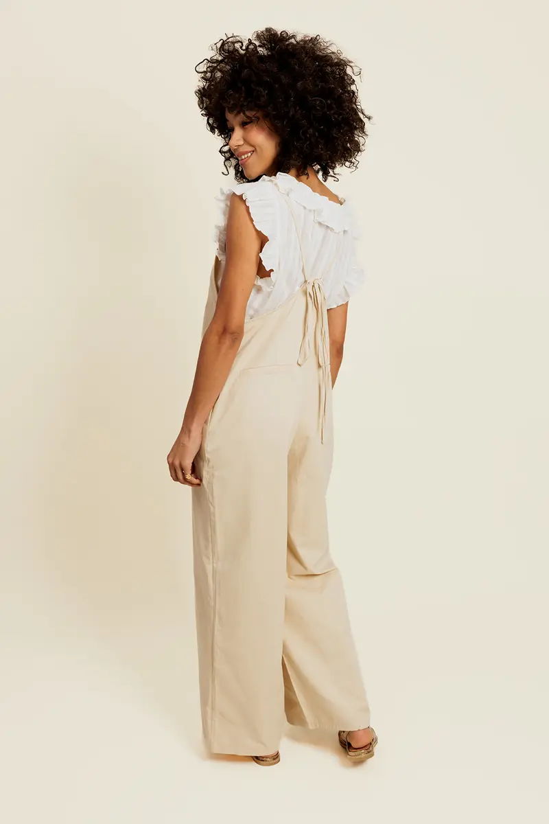 ILORYS - Combinaison Beige Avec Attache Dans le Dos