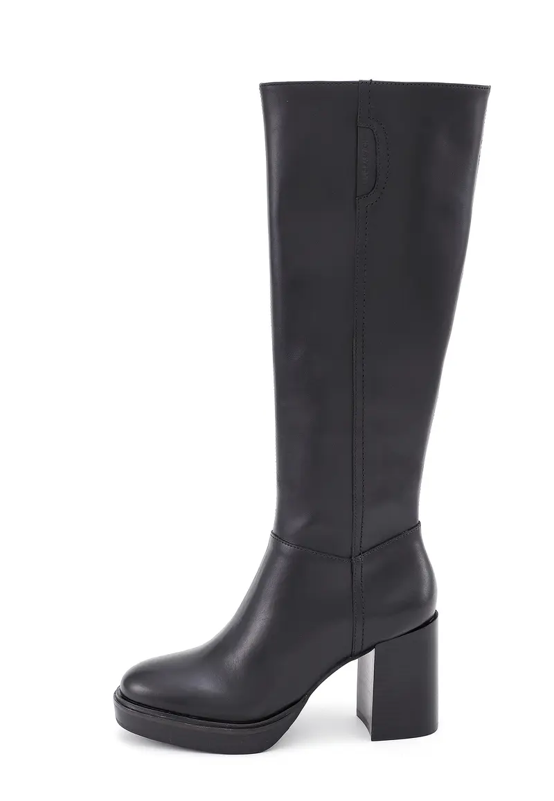 IRMA - Bottes à Plateforme en Cuir Lisse Noir