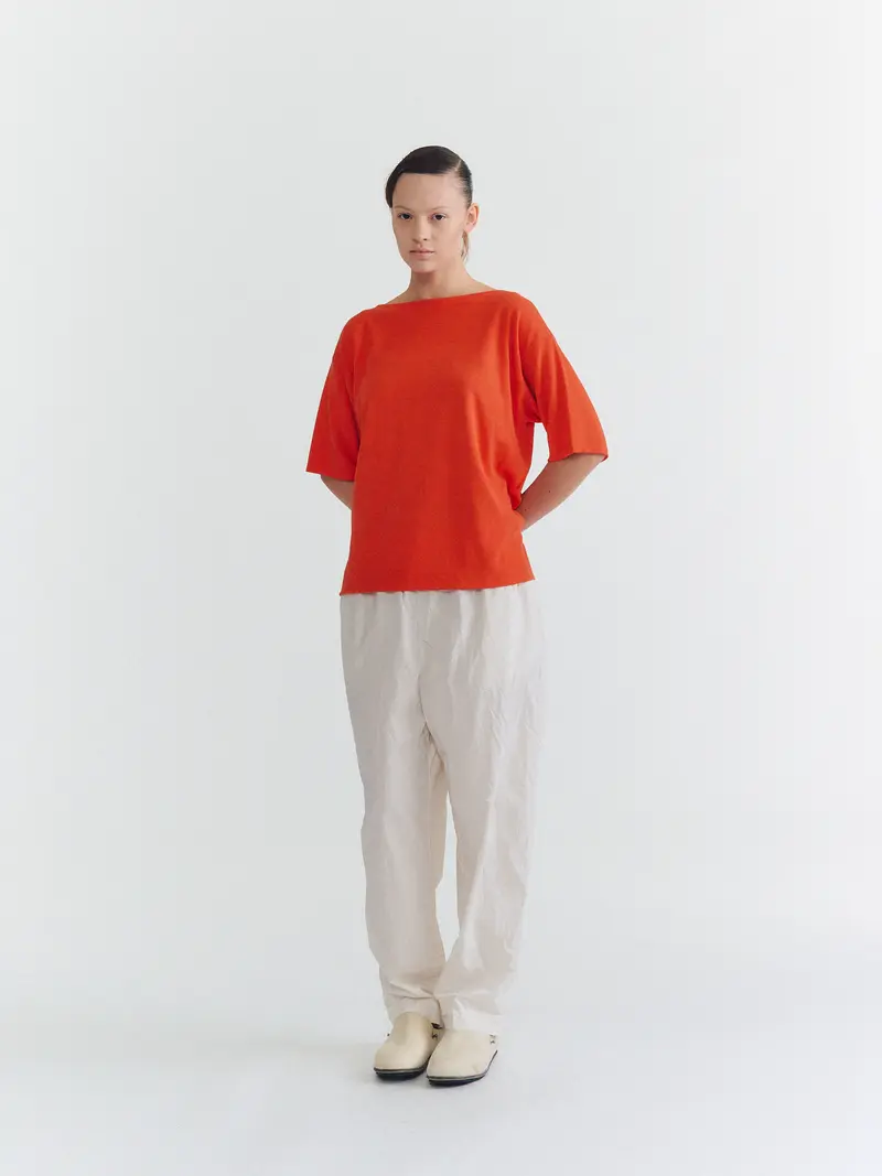 ISA FINE KNIT TOP - JERSEY CREPE - SHOCK