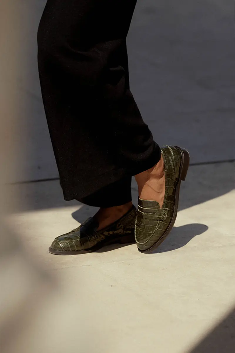 IXIA - Mocassins en cuir Kaki