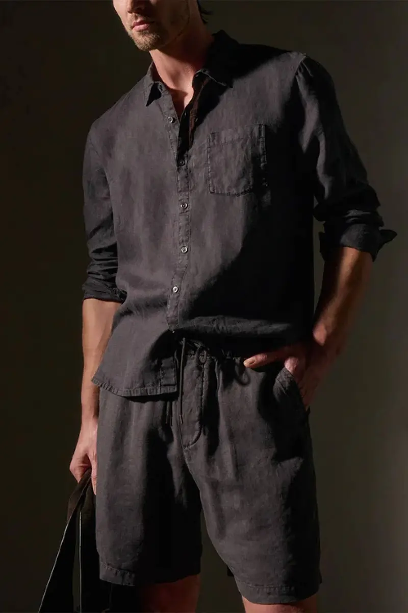 James Perse CLASSIC POCKET LINEN SHIRT Magma
