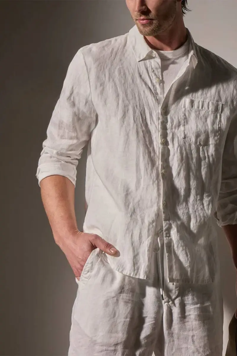 James Perse CLASSIC POCKET LINEN SHIRT WHITE