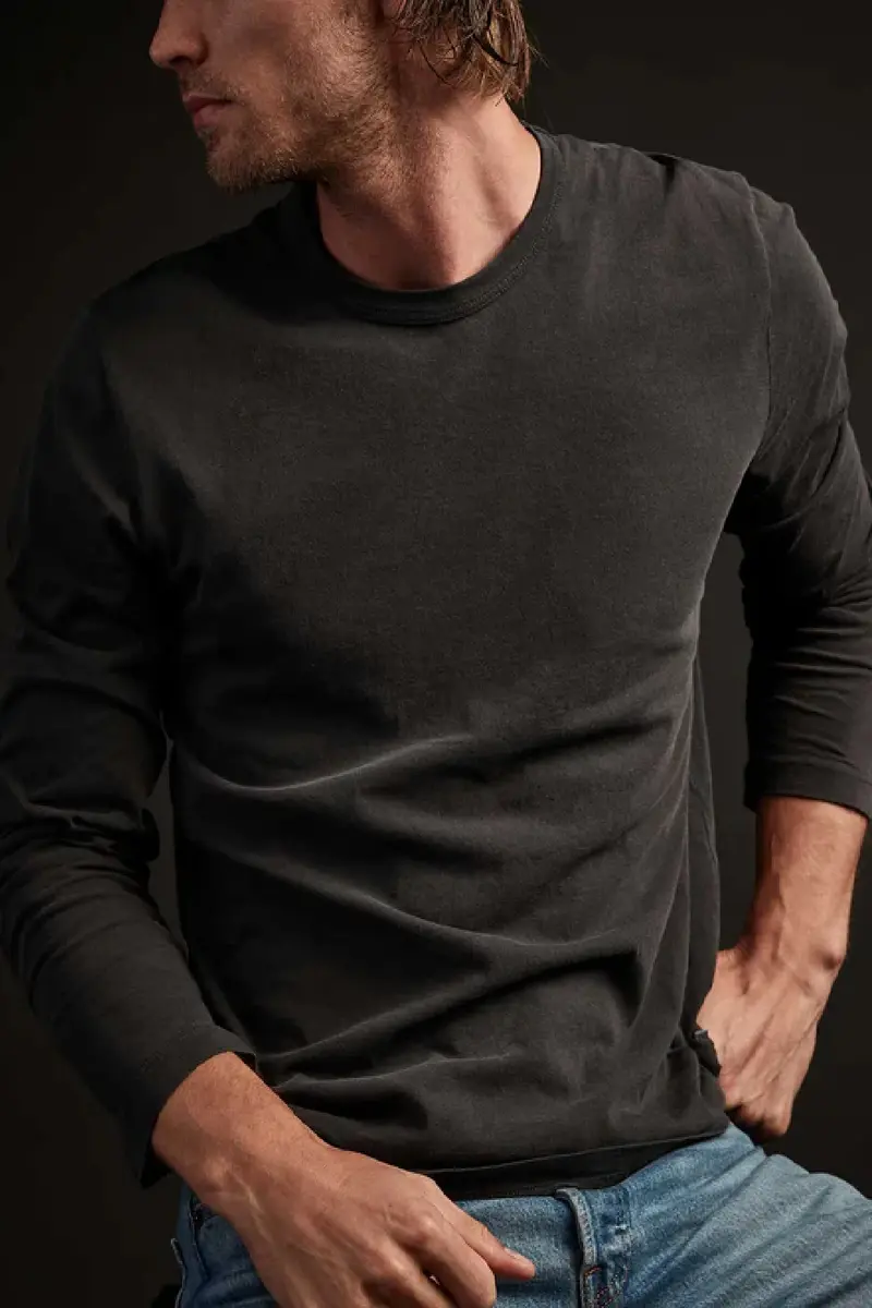 James Perse Long Sleeve Crew Neck Tee Carbon MLJ3351