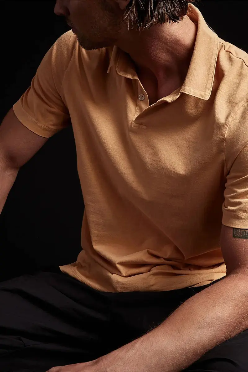 James Perse Sueded Jersey Polo Nutmeg