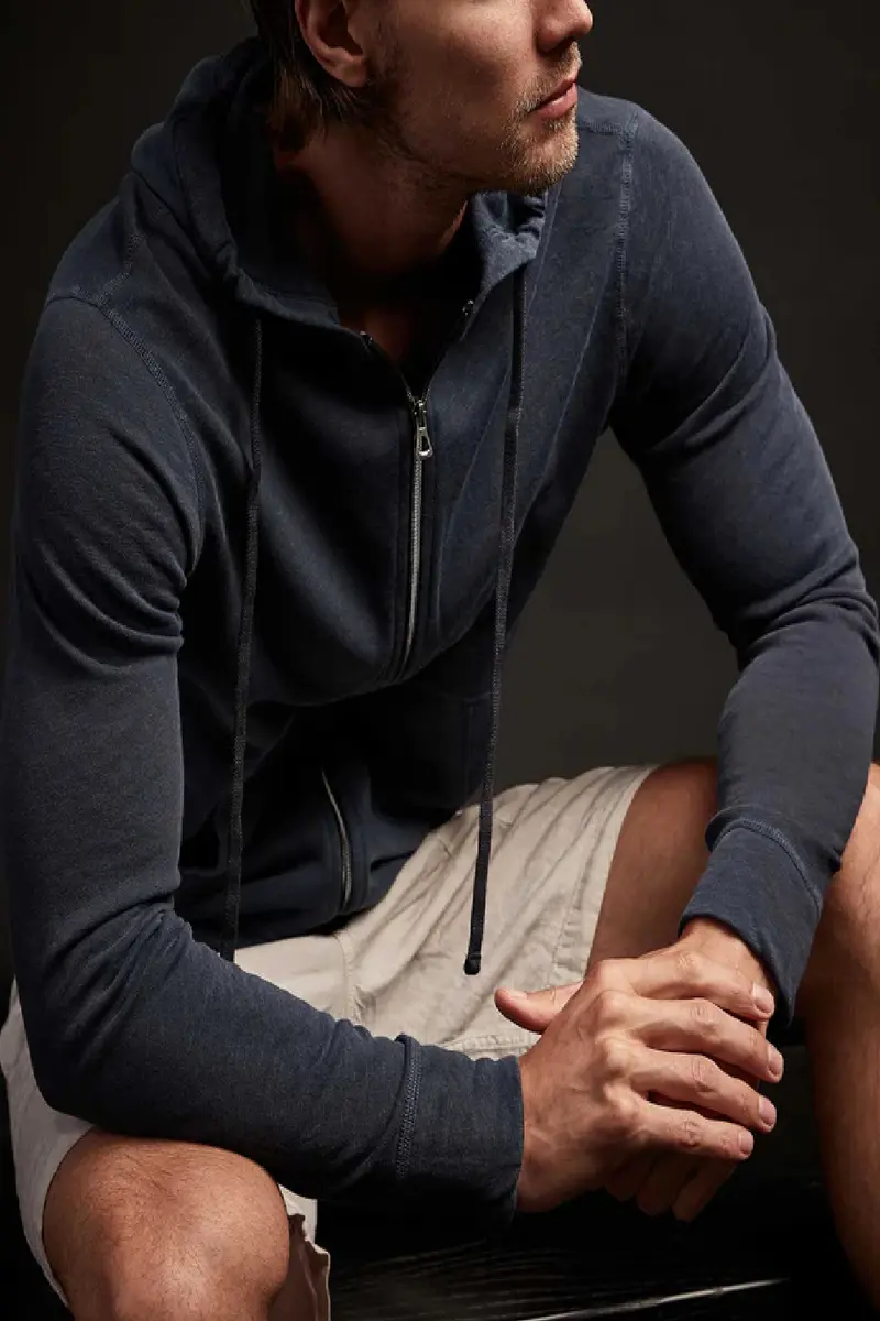 James Perse Vintage French Terry Zip Up Hoodie Deep