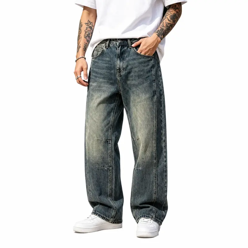 Jean Baggy Barrel Délavé Vintage