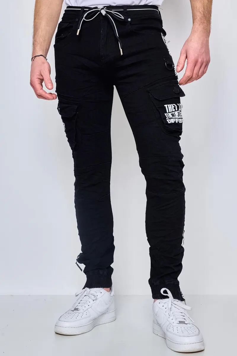 Jean cargo noir homme
