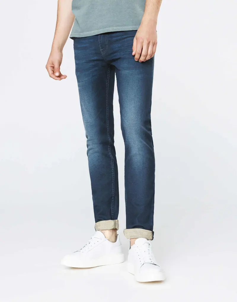 Jean enduit bleu gris délavé