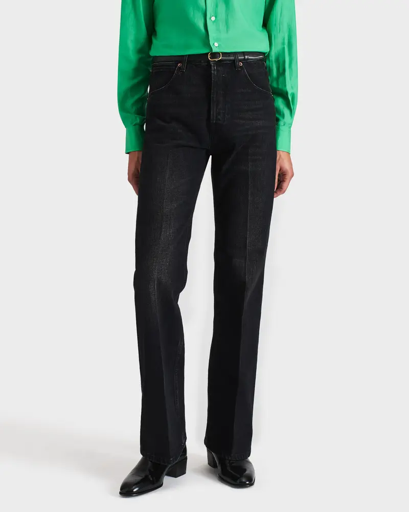 JEAN ÉVASÉ EN DENIM DE COTON - NOIR DÉLAVÉ