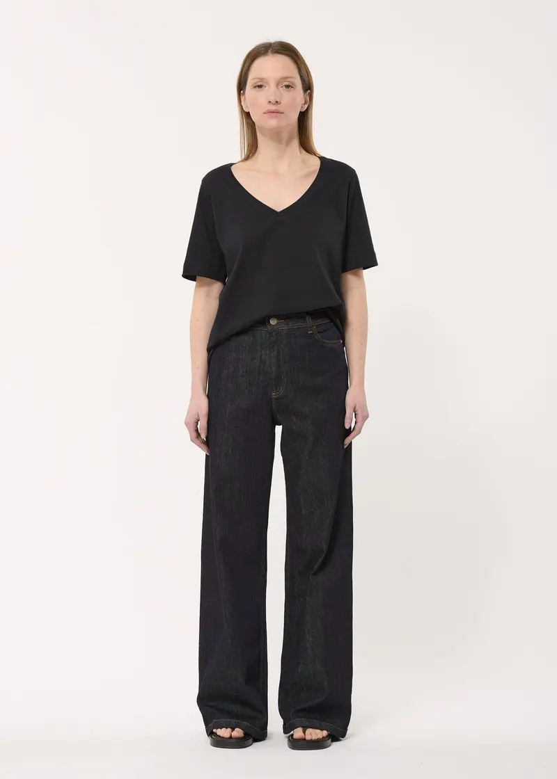 Jean flare taille haute brut en coton biologique
