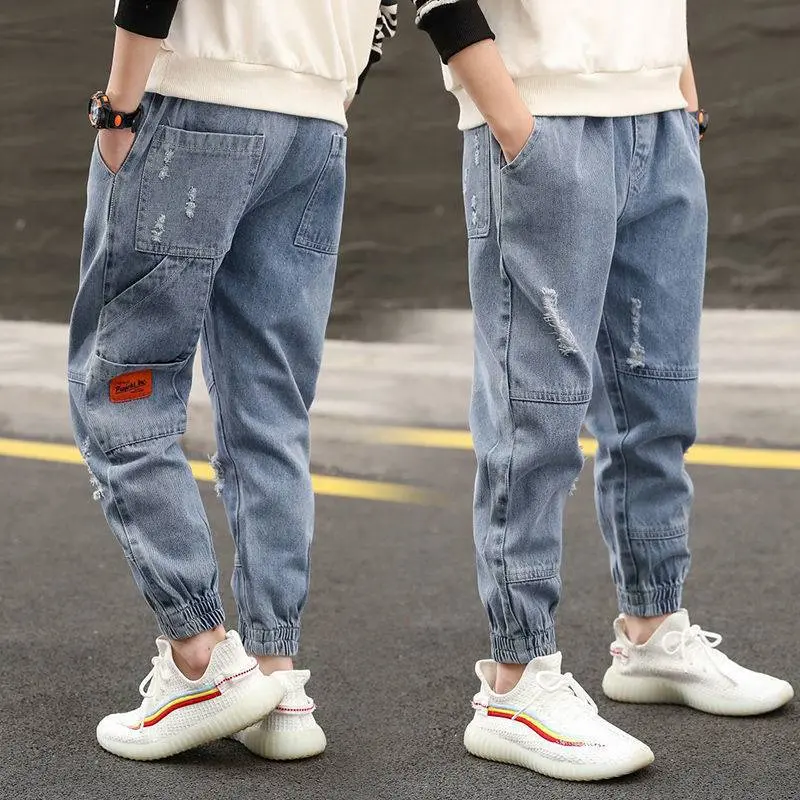 Jean Garçon Coupe Ample Style Décontracté Denim – École Primaire 110–160 cm