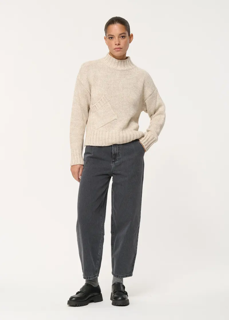 Jean gris mom longueur 7/8ème en coton biologique