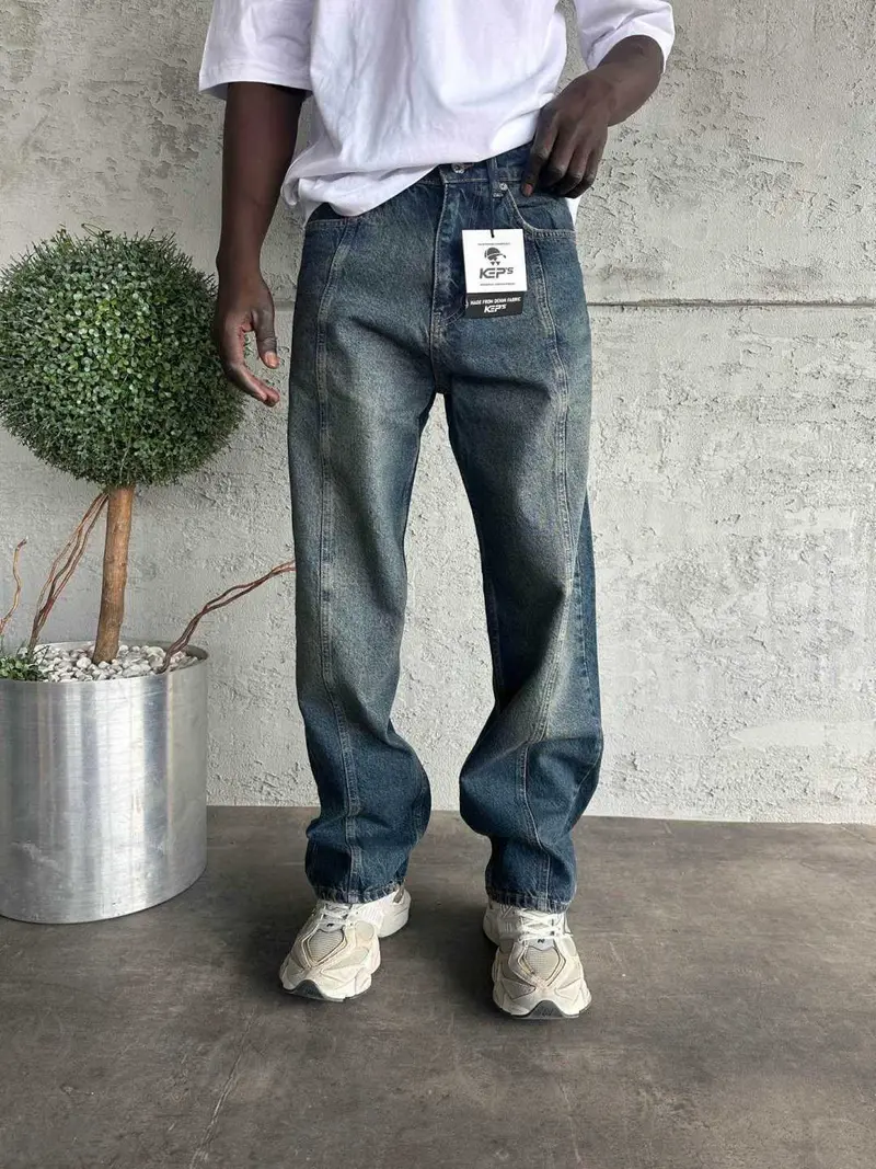 Jean Homme Bleu Délavé Coupe Large