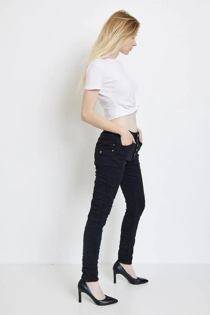 Jean noir boutons fantaisie