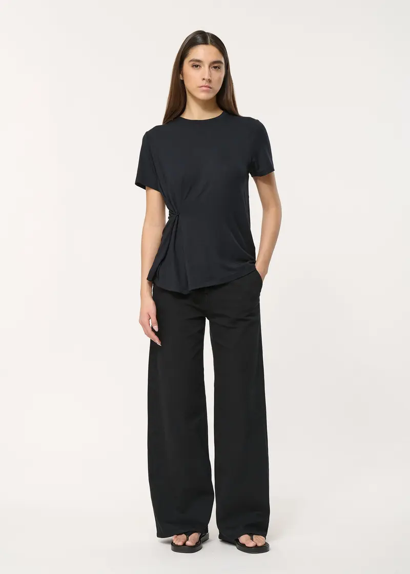 Jean noir large taille haute en coton biologique