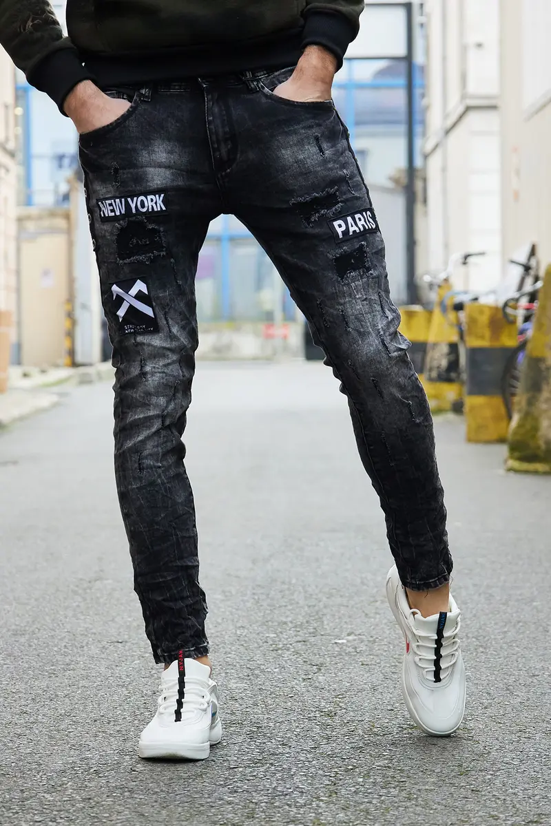 Jean skinny noir stylé noir homme fashion