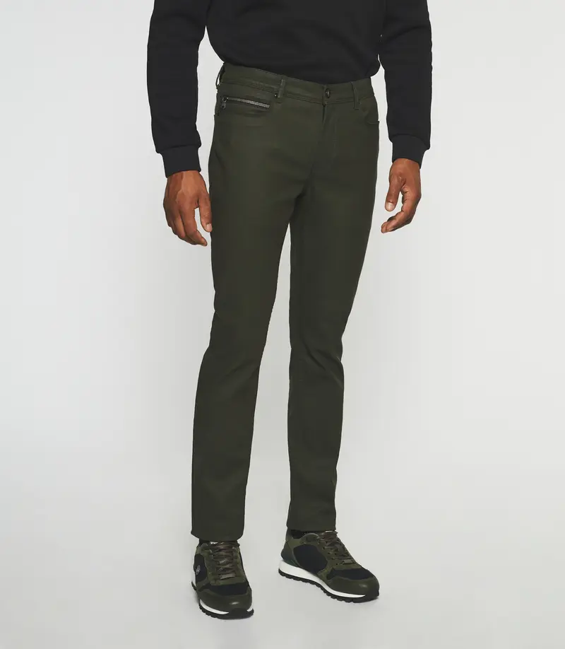 Jean slim denim enduit kaki EROS