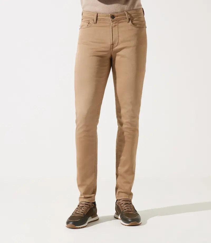 Jean slim en molleton camel ETERNELLE