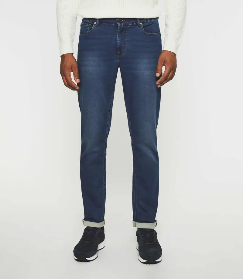 Jean super slim en molleton bleu moyen ETERNELLE