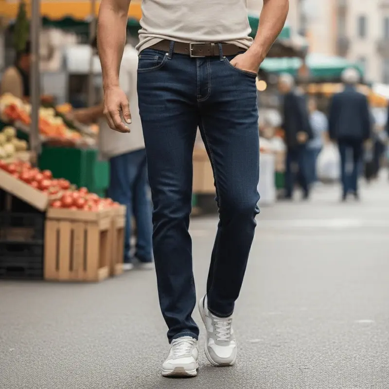 Jeans droit bleu foncé délavé