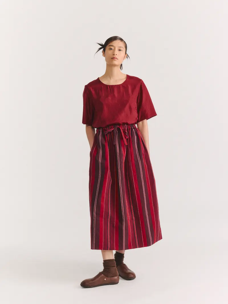 JENNIE SKIRT - PAPER COT STRIPE - REDS STRIPES