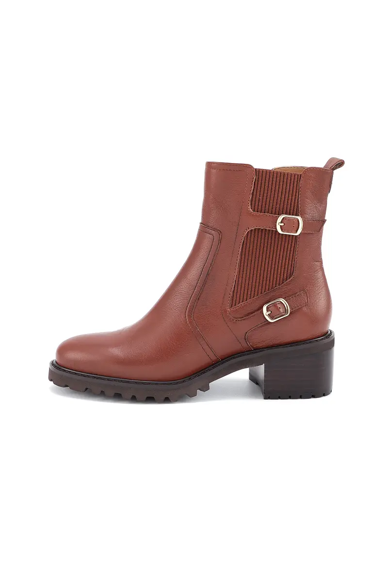 JERRY - Bottines en Cuir Lisse Marron