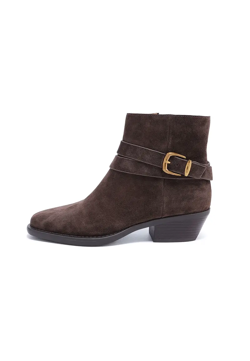 JESSE - Bottines en Croûte de Cuir Marron