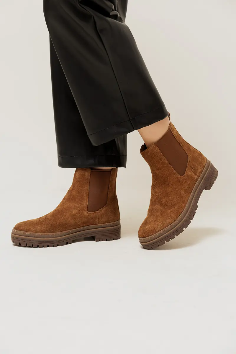JETT - Bottines Chelsea en Croûte de Cuir Camel